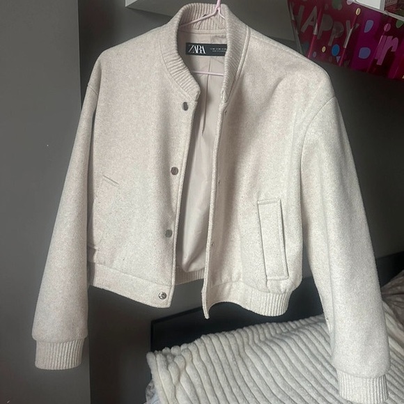 Zara Cream Bomber Jacket